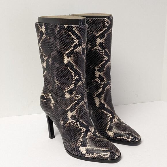 Sigerson Morrison Kiona Fashion Boots, Black Snake Print, Women's 37 EU (US 6.5)